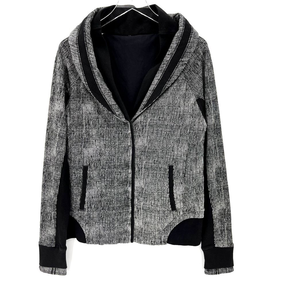Lululemon To Class Jacket Size 12 Hidden Button Up Burlap Texture Black Dune